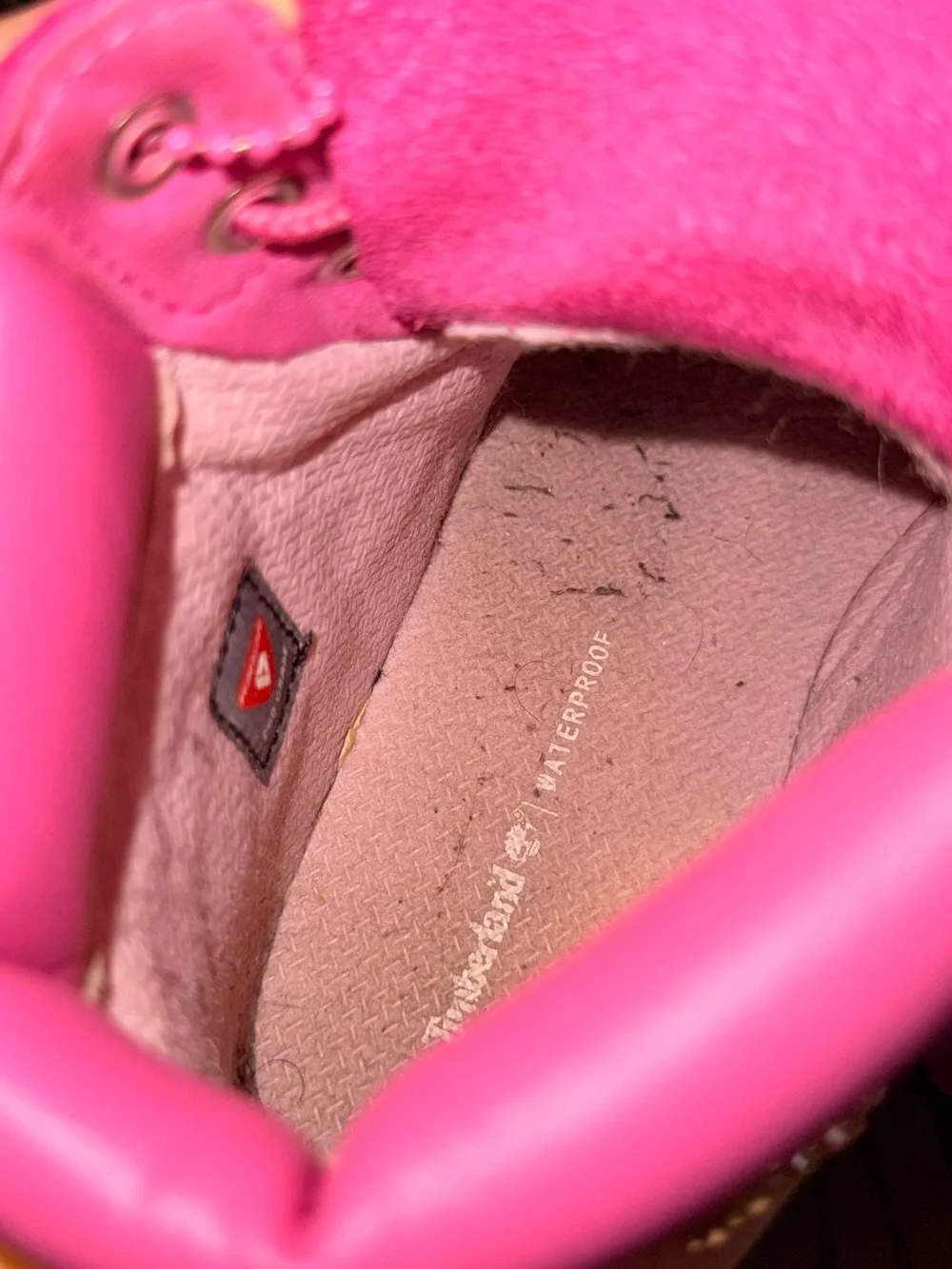 Timberland Youth Box in Gray and White with Pink Accent